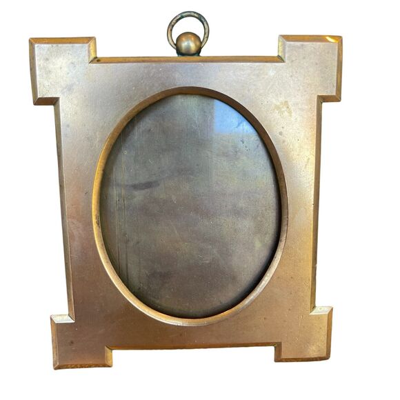 VTG English Brass Metal Spandrel Hanging Picture Frame Signed Marion London - Picture 3 of 10